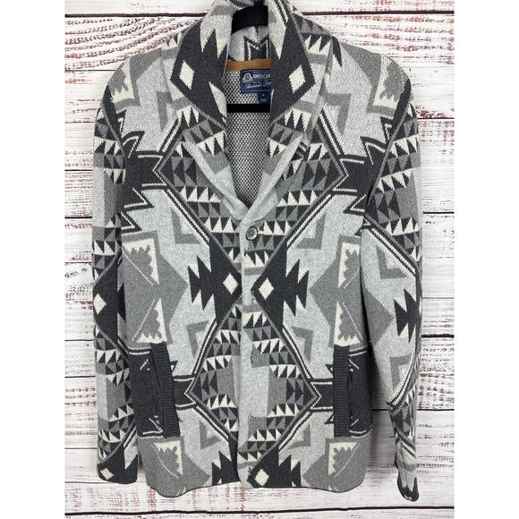American Rag Sweaters - Womens American Rag Black Gray Aztec Southwest Western Print Sweater Cardigan M